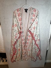 Gigio By Umgee Duster Kimono Patch Print Floral w/Tassels Summer Beach Boho - M