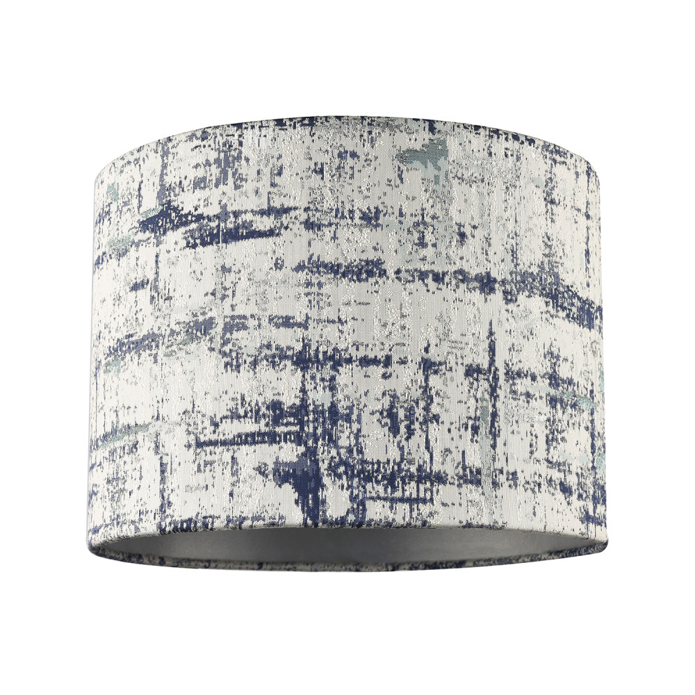 Unique Navy Blue and Silver Camouflage Jacquard Fabric Drum Lamp Shade by Hap...