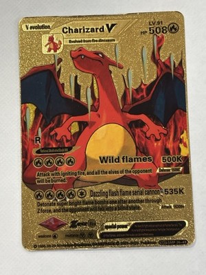 Pokemon V Evolution Charizard V HP 508 LV 91 Gold Foil Fan Art