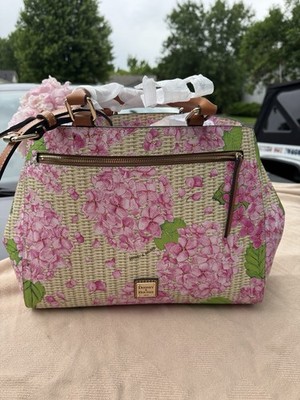 Dooney & Bourke Floral Satchel Top Handle Bag Pink Beige Green Red Lining