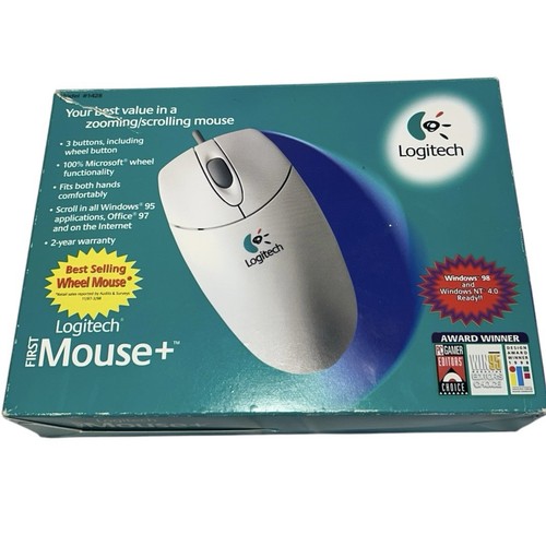 Logitech Mouseman Model 1428 3 Button wheel button Mouse Windows 98/ 4 Vintage - Picture 1 of 3