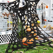 680 Sqft Cuttable Stretchy Spider Web Halloween Decoration, Black Giant Outdoor