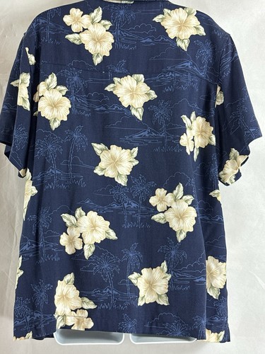 La Cabana All Night Long Woman's Plus Size 1X Blue Floral Hawaiian Button Shirt - Picture 18 of 20