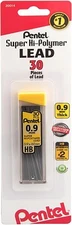 Super Hi-Polymer Lead Refill, 0.9 mm Thick, HB, 30 Pieces of Lead
