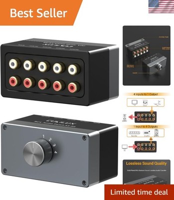 AS-R4 4-Channel RCA Audio Selector, Bidirectional 4-Way Stereo RCA Aux Switch...