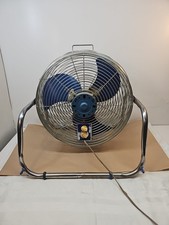 Patton Fan High Velocity Floor Fan Chrome 3 Speed 22x21 In Vtg Blue 300w Test