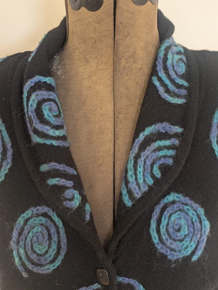 Cárdigan Sarah Spencer Mujer Artsy Corderos Mezcla Lana Talla XL Caprichoso Bohemio Foto 2 de 4