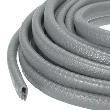 19.7 ft x 10mm x 7mm Rubber Edge Trim Guard with Metal Clips, Gray