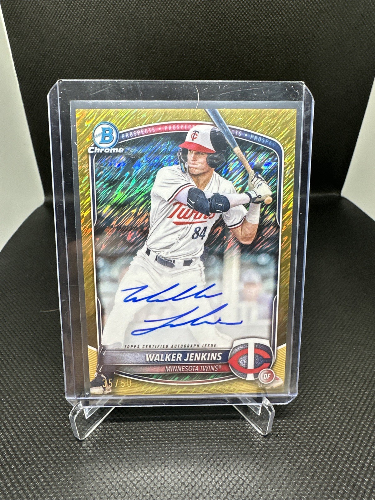 2025 Bowman Walker Jenkins Chrome Auto #CPA-WJ  Gold Shimmer /50 Twins SP