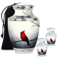 Red Cardinal Ash Container 10Inch  3Inch Set Of 2 Cremation Urns for Ashes