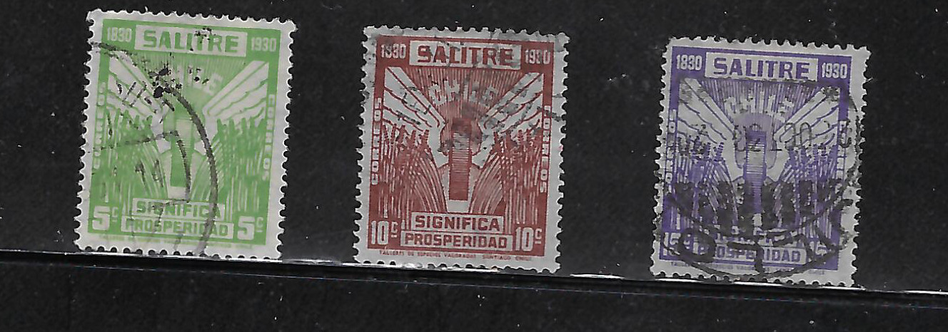 CHILE 3,10 & 15 SALITRE USED