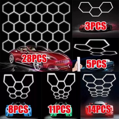 5-14x Werkstatt Hexagon LED Lampe Röhren Garage Wand Decken Leuchte Beleuchtung