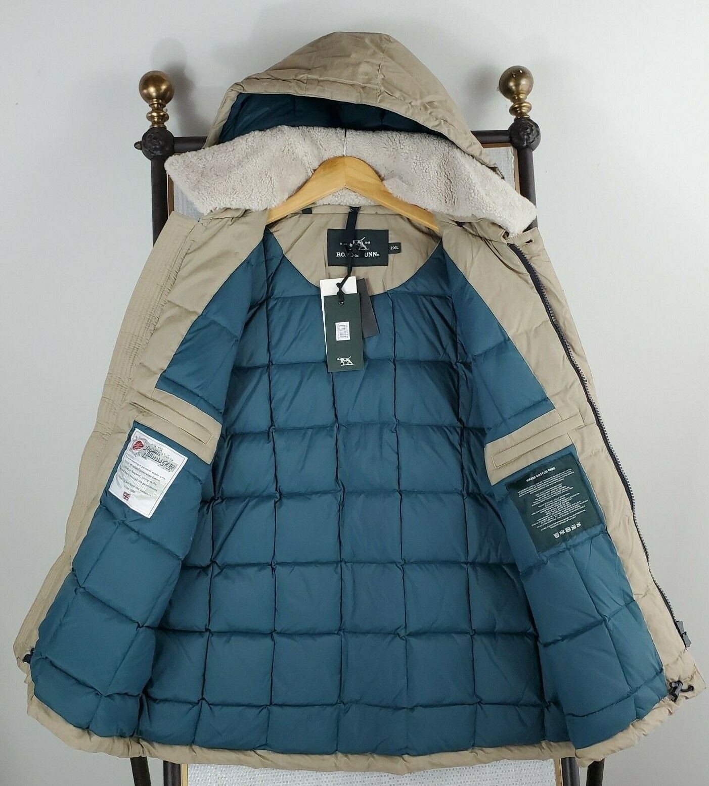 RODD & GUNN NEW $698 Size 2XL Mens Goose Down Waxed Shearling Hooded Jacket Coat image 10