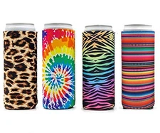 4 Pieces Slim Can Cooler for 12oz Skinny 4 Count (Pack of 1), Multicolour A 