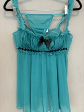 Frederick's of Hollywood L Negligee Aqua Blue Large 2pc