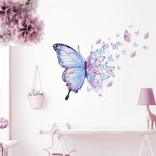 Gorgeous Blue Purple Butterflies Wall Stickers, Art Butterfly Wall Decals