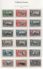 FALKLAND ISLANDS 1938–1946 SCOTT #84–96 COMPLETE SET OF 18 MINT HINGED