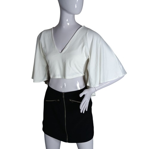 Forever 21 Caped Knit Crop Top Size Large White NWT - Picture 2 of 10