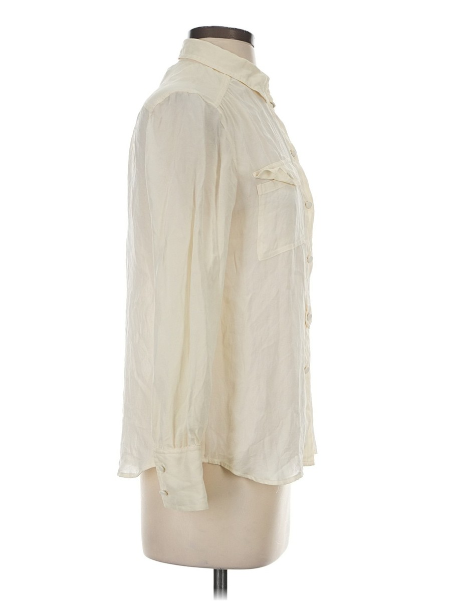 J.Crew Women Ivory Long Sleeve Silk Top 4 View 3
