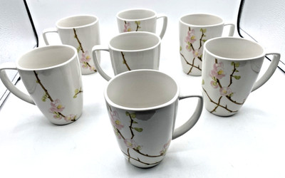Corelle Coordinates Cherry Blossom Tea- Coffee Cups. Set of 7 EUC