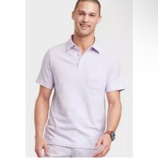 Goodfellow Co Light Purple Short Sleeve Slub Jersey Mens Polo Shirt L