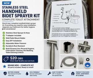 NEW Stainless Steel Handheld Bidet Sprayer Kit Toilet Attachment Complete