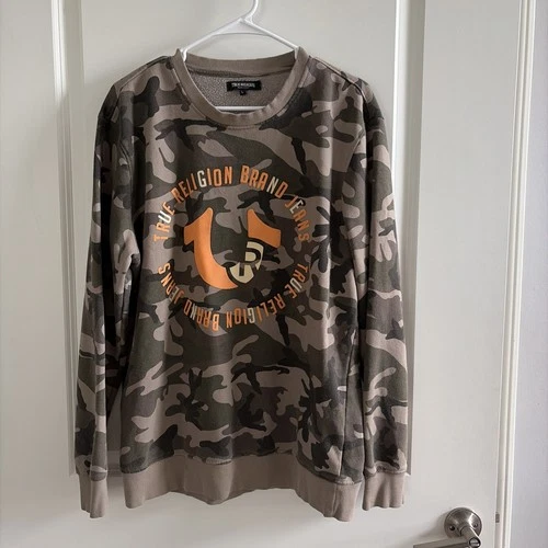 True Religion Men's LG Camo Graphic Fleece Crewneck Sweatshirt - product listing photo