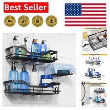 Elegant 3-Pack Rustproof Shower Caddy Set with Soap Holder - Adhesive Design