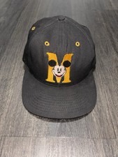 Mickey Mouse Snapback Hat Mens VTG 80s Black USA Ball Cap Walt Disney