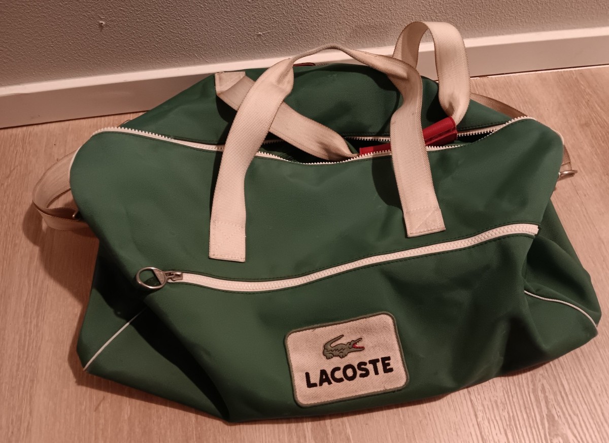 Lacoste Duffle Bag Green Sports Gym Tote Crocodile Logo - Broken