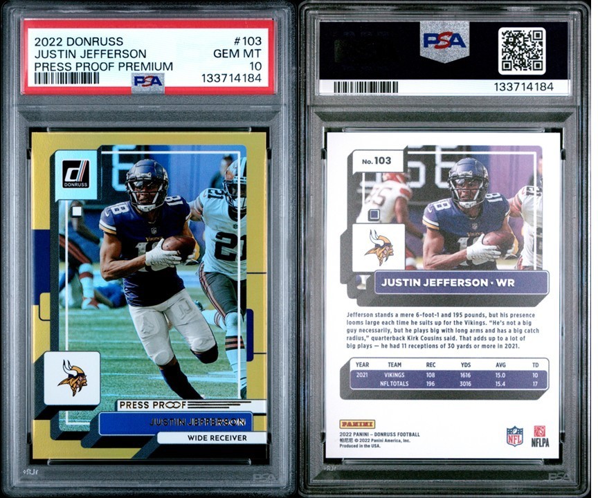 2022 Donruss - Press Proof Premium - Justin Jefferson - PSA 10