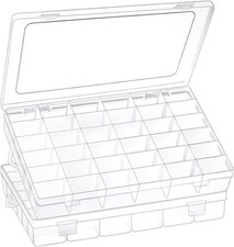 2 Pack 36 Grids Clear Plastic Organizer Box with Adjustable Dividers,