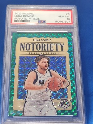 LUKA DONCIC 2023 MOSAIC #8 NOTORIETY TEAL PRIZM PSA 10 🔥 SP 24/75 🔥 
