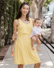 KINDRED BRAVELY Penelope Crossover Nursing Dress in Butter Yellow - Size XL