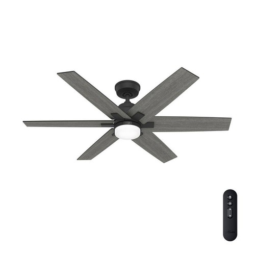Hunter Fan 52 inch Matte Black Indoor Ceiling Fan with Light and Remote Control