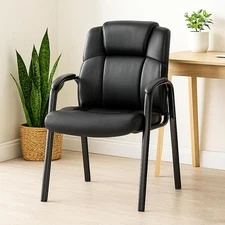 Leather Waiting Room Chairs Padded Arms 1 Pack for Meetings & Receptions