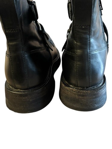 Free People Isla Moto Boots Womens Size 8 Black Leather Pull On Zip Ankle Bootie - Picture 8 of 17