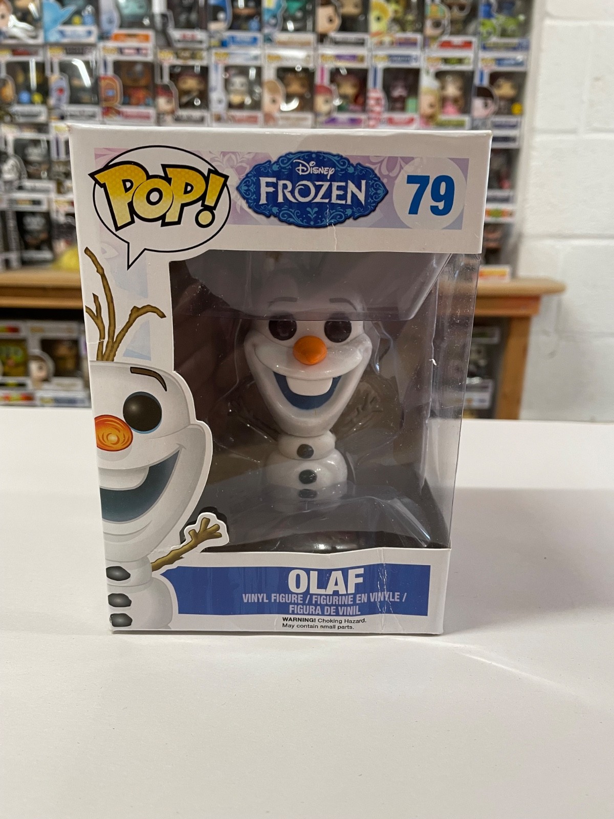 DAMAGED BOX EXCLUSIVE  FROZEN GLITTER OLAF 3.75"" VINYL FIGURE POP FUNKO 79