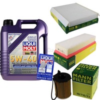 Mann Inspektionspaket 5L Liqui Moly 5W-40 FüR CitroëN Xsara Picasso 1.6 Hdi