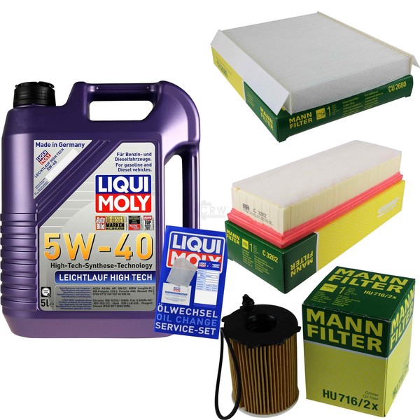 Mann Inspektionspaket 5L Liqui Moly 5W-40 FüR CitroëN Xsara Picasso 1.6 Hdi-image