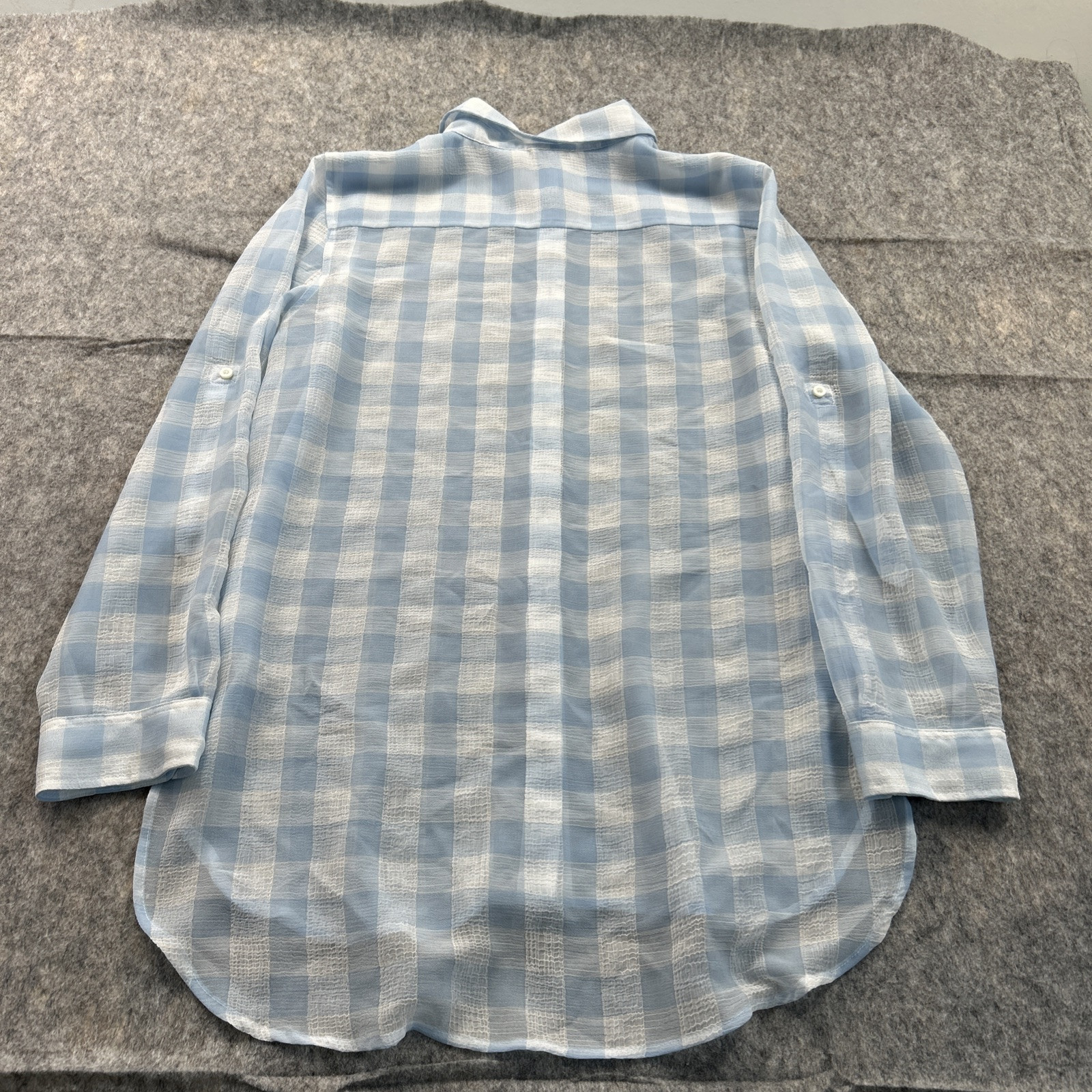 Calvin Klein Women's Sz L Sheer Pink Blue Checker Long Sleeve Blouse Lot of 2 thumbnail 14