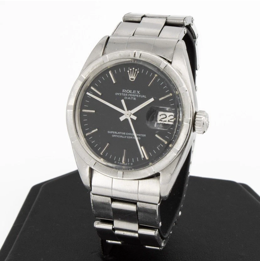 Men's Rolex OP Date 34mm Watch Ref 1501 Black Dial Oyster Bracelet #W206245-1