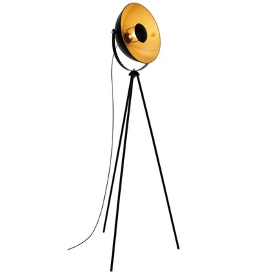 Lampadaire lampe de studio 1xE27 métal noir et or 60W vintage Briloner - Photo 1/4