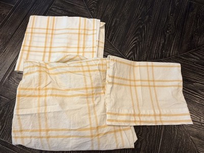 Crate & Barrel Crate & Kids Organic Cotton Toddler Sheet Set Yellow Plaid
