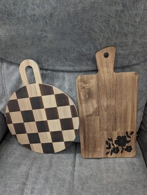 Lot of 2 Set Wood Cutting Boards Charcuterie Board New & Used 3/4 