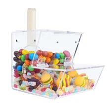 Clear Acrylic Candy Dispenser Bin with Scoop, Snack, Cereal, Pet Food Storage