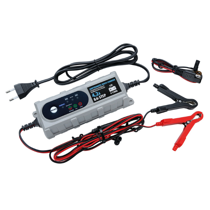 Caricabatterie 12V 4.2A Auto Moto AGM EFB GEL Litio IP65 Mantenitore di Carica