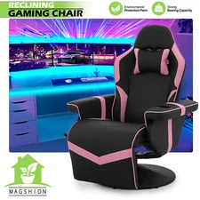 Ergonomic Gaming Computer Chair Leather Recliner Racing Swivel Seat w/Cup Holder