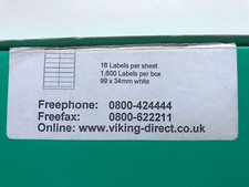 Image of Labels for Laser Printer 16 Labels (99mm x 34mm) per A4 Sheet - 54 Sheets 