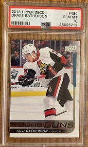 2018-19 UPPER DECK #484 DRAKE BATHERSON YOUNG GUNS PSA 10 "GEM MT"